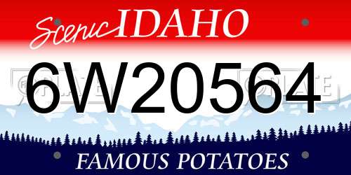 6W20564 Idaho License Plate