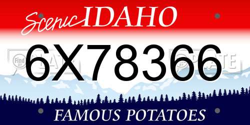 6X78366 Idaho License Plate