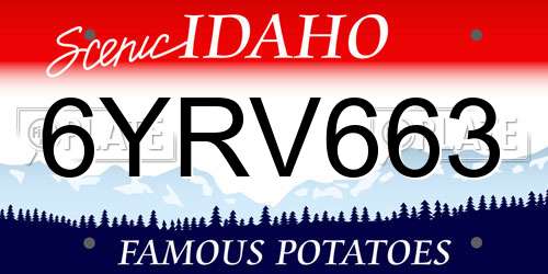 6YRV663 Idaho License Plate