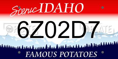 6Z02D7 Idaho License Plate