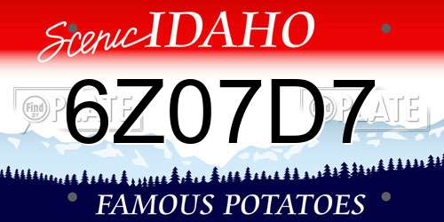 6Z07D7 Idaho License Plate