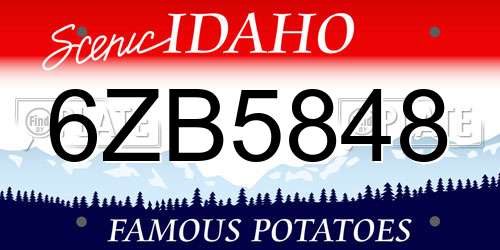 6ZB5848 Idaho License Plate