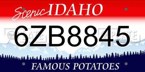 6ZB8845 Idaho License Plate
