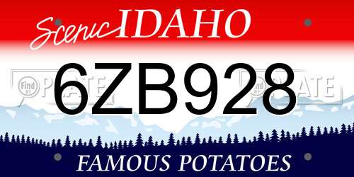 6ZB928 Idaho License Plate