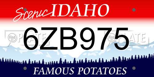 6ZB975 Idaho License Plate
