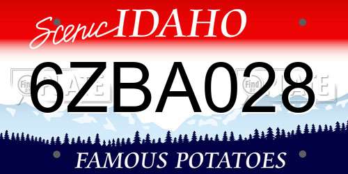 6ZBA028 Idaho License Plate