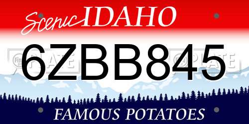 6ZBB845 Idaho License Plate