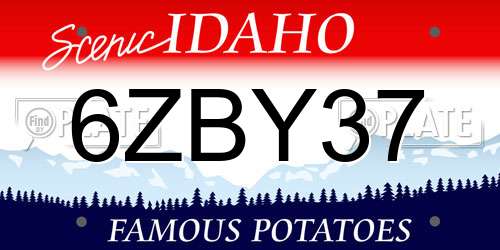 6ZBY37 Idaho License Plate