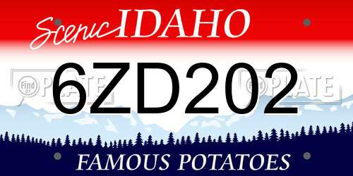6ZD202 Idaho License Plate