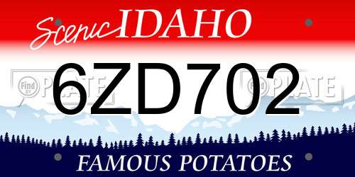 6ZD702 Idaho License Plate