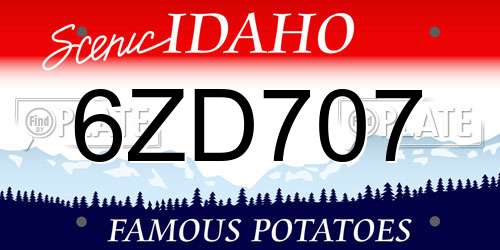 6ZD707 Idaho License Plate