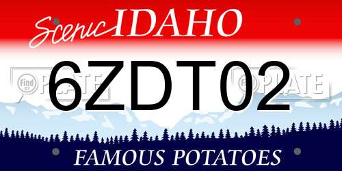6ZDT02 Idaho License Plate