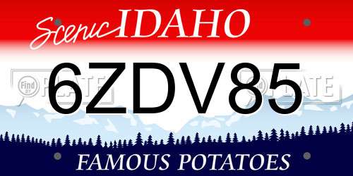 6ZDV85 Idaho License Plate
