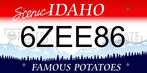 6ZEE86 Idaho License Plate