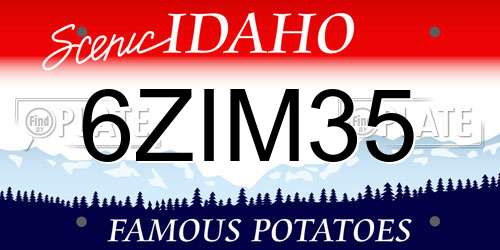 6ZIM35 Idaho License Plate