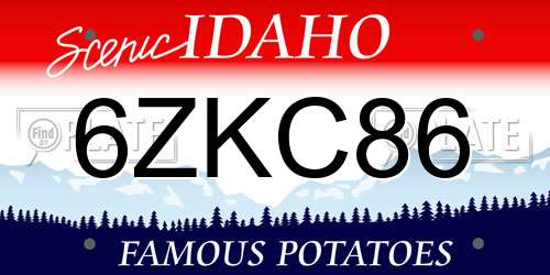 6ZKC86 Idaho License Plate