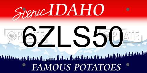 6ZLS50 Idaho License Plate