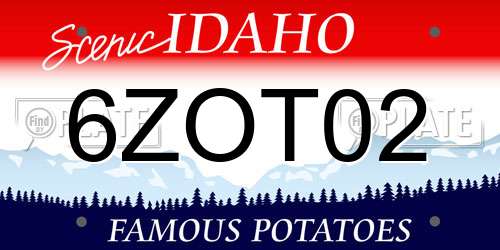 6ZOT02 Idaho License Plate