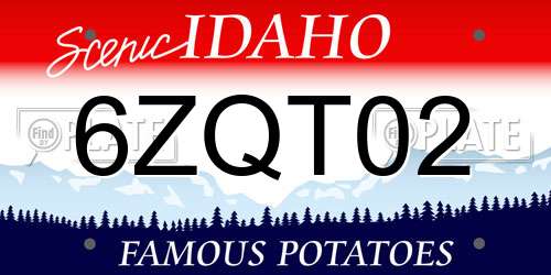 6ZQT02 Idaho License Plate