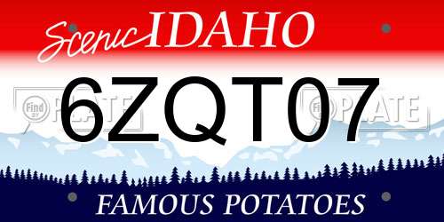 6ZQT07 Idaho License Plate