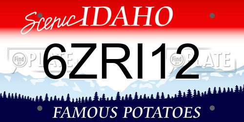 6ZRI12 Idaho License Plate