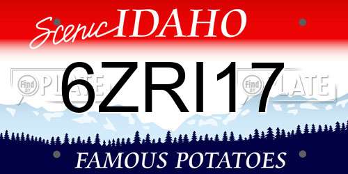 6ZRI17 Idaho License Plate