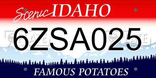 6ZSA025 Idaho License Plate