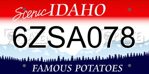 6ZSA078 Idaho License Plate