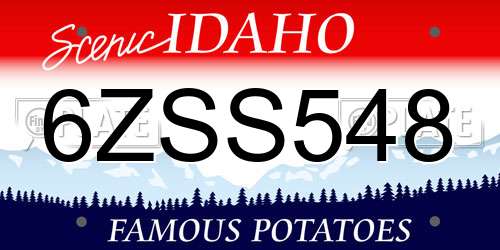6ZSS548 Idaho License Plate