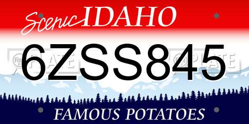 6ZSS845 Idaho License Plate
