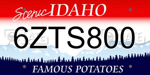 6ZTS800 Idaho License Plate