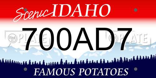 700AD7 Idaho License Plate