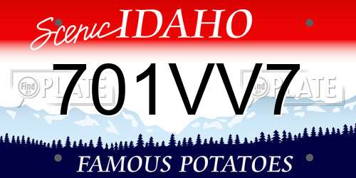 701VV7 Idaho License Plate