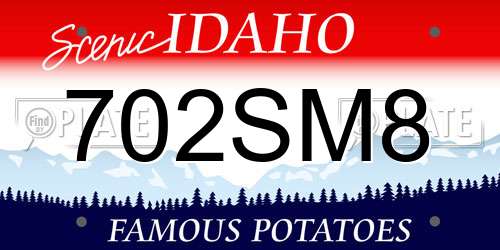702SM8 Idaho License Plate