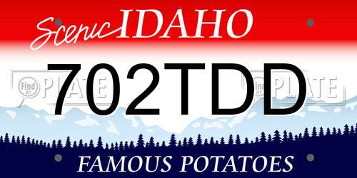 702TDD Idaho License Plate