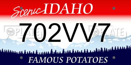 702VV7 Idaho License Plate