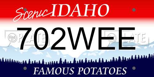 702WEE Idaho License Plate