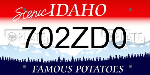 702ZD0 Idaho License Plate