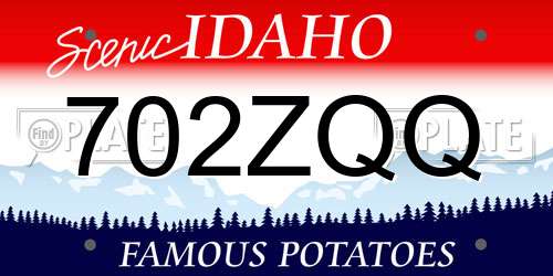 702ZQQ Idaho License Plate