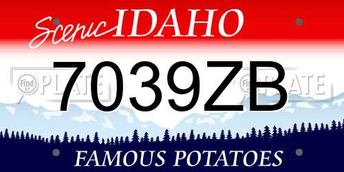 7039ZB Idaho License Plate