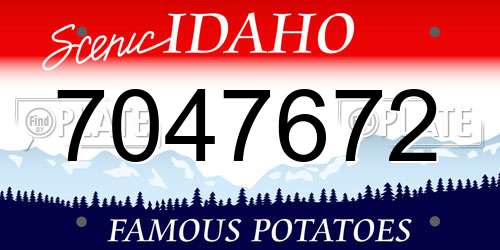 7047672 Idaho License Plate