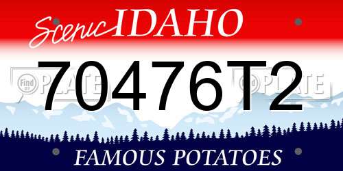 70476T2 Idaho License Plate