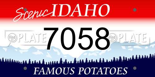 7058 Idaho License Plate