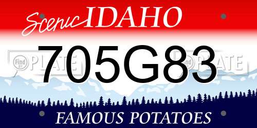 705G83 Idaho License Plate