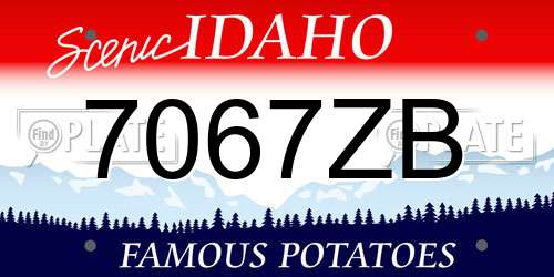 7067ZB Idaho License Plate