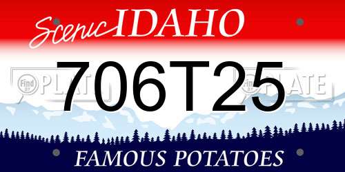 706T25 Idaho License Plate
