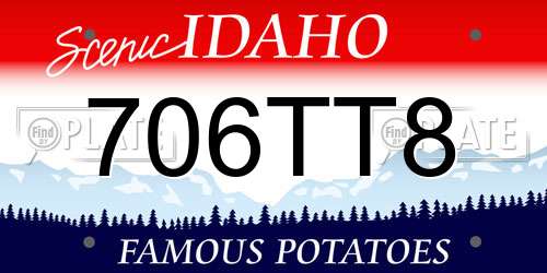 706TT8 Idaho License Plate