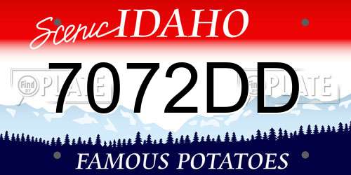 7072DD Idaho License Plate