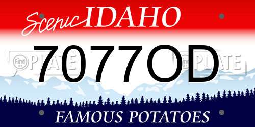 7077OD Idaho License Plate
