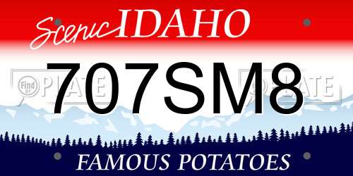 707SM8 Idaho License Plate
